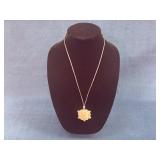 Carved Rose Quartz Sun Pendant on Adjustable Cord
