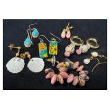 7 Pairs of Earrings Featuring Various Designs and