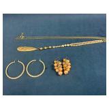 Gold-Tone Jewelry Lot Including Necklace and Earri