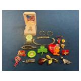 Pins, Brooches, and Jewelry Including 14K Gold Rib