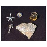 Jewelry Items Including Pendants, Brooch, and Ring