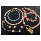 Four Bracelets and One Anklet with Varied Designs