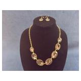 Gold-Tone Necklace and Earrings Set with Damaged C