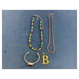 Jewelry Including Beaded Necklace, Chains, Metal C