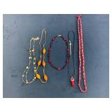 Five Mixed-Material Necklaces of Various Styles