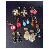 Eight Pairs of Earrings, Pierced and Clip-On