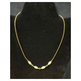 Gold-Tone Necklace With Jade and Mother-of-Pearl B