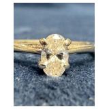 Oval-Cut Diamond Ring, Size 5.5, Approximately 0.3