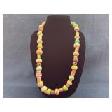 Stone Beaded Necklace with Multicolored Beads and
