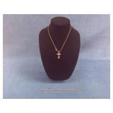 Sterling Silver Necklace with Cross Pendant, 18.8