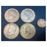 5 United States Coins Including Kennedy Half Dolla