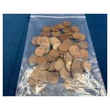 90+ Wheat Pennies in Plastic Bag