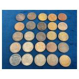 25 Wheat Pennies, United States One-Cent Coins