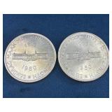 Two 1960 South African Suid 5 Shilling 50% Silver