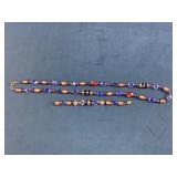 Glass Bead Necklace and Bracelet Set With Copper T