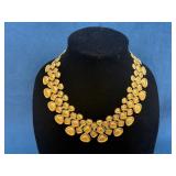 Gold-Tone Metal Necklace with Organic-Inspired Des