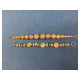 Polished Stone Bead Bracelets with Metal Toggle Cl