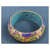 Cloisonne Enamel Floral Motif Bracelet with Blue I