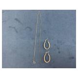 925 Silver Necklace and Hoop Earrings, 8.5 Grams