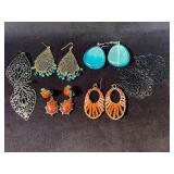 Six Pairs of Earrings in Mixed Materials