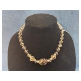 Smoky Quartz and Austrian Crystal Necklace with St