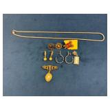 Unmarked Jewelry Including Necklace, Earrings, and