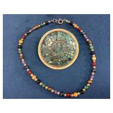925 Clasp Beaded Bracelet and Mosaic Pin from Indi