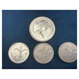 Canadian One Dollar Coin and Three Israeli New She