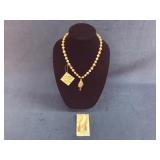 Freshwater Pearl and Czech Glass Necklace with Ear