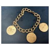 Sterling Silver Charm Bracelet with Three Engraved
