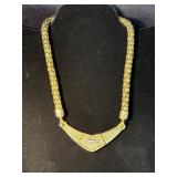 Gold-Tone Necklace with Panther Motif and Textured