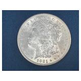 1921 Morgan Silver Dollar Coin with Liberty and Ea