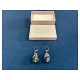 Crystal Dangle Earrings with Metalwork Design and