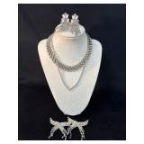 Vintage Rhinestone Jewelry Set with Earrings, Shoe