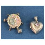 Two-Piece Jewelry Lot: 925 Silver Heart Locket Wit