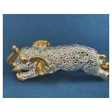 Gold-Tone and Rhinestone Elephant Brooch with Gree