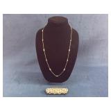 Gold-Toned Costume Jewelry Necklace and Bracelet S