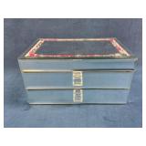 Mirrored Jewelry Box with Gem-Inlaid Lid and Two D