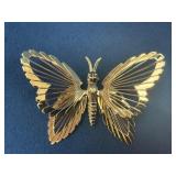 Monet Gold Tone Butterfly Pin with Filigree Design