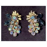 Vintage Rhinestone Shoe Clips with Aurora Borealis