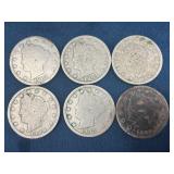 Six U.S. Liberty Head 