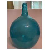 Large Blue Glass Demijohn Bottle