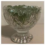 Cut Glass Candy Dish with Glass Gems