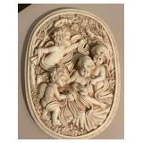 Cherub Relief Wall Plaque, Oval Resin