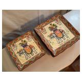 Bombay Elephant Motif Square Plates Set
