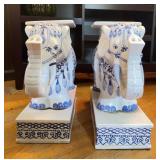 Blue and White Ceramic Elephant Statu