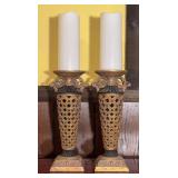 Gold Metal Lattice Pillar Candle Hold