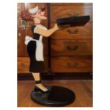 33" Tall Wooden Maid Waitress Figure Stand