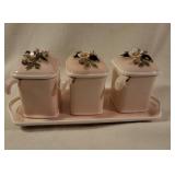 Fitz and Floyd Ceramic Condiment Set 1982