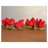 Bon Ami Porcelain Red Rose Figurines Pair